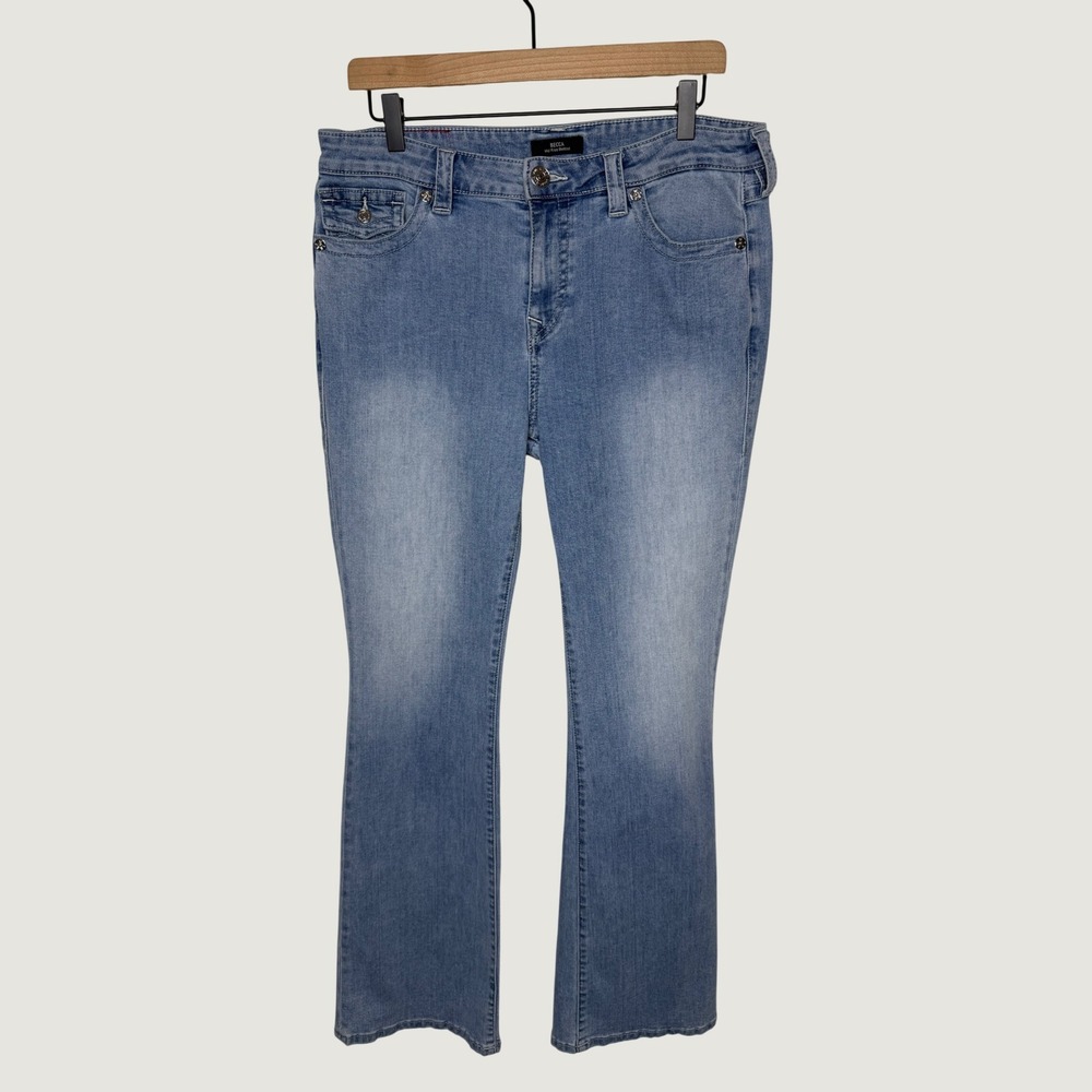 True Religion Becca Mid Rise Bootcut Jeans 32 Blue Light Wash Denim Y2K 90's